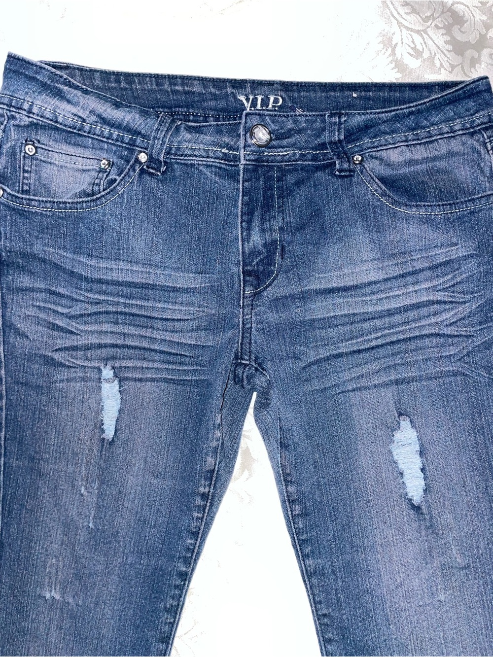 VIP Women's Distressed Blue Jeans